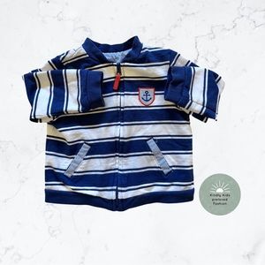 Little Me | size 12m EUC Cute sailor stripe zip up cardigan